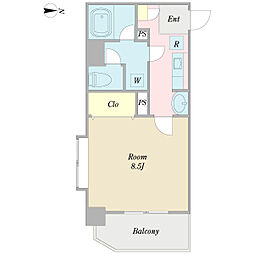 ベルヴィ大山 8階1Kの間取り