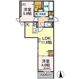 セレスティア六町II 301 3階2LDKの間取り