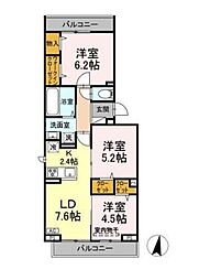 メゾン　シャルム 2階3LDKの間取り