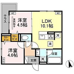 (仮称)板橋区高島平2丁目PJ 1階2LDKの間取り