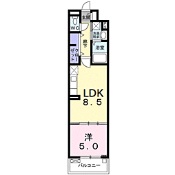 ロー　クレール 4階1LDKの間取り