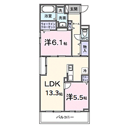 ブランノワレ 2LDKの間取図画像
