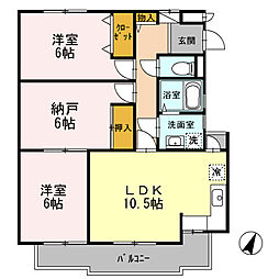 スカイ.ブリッジD 2LDKの間取図画像