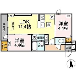 セレスティア荒川N 2LDKの間取図画像