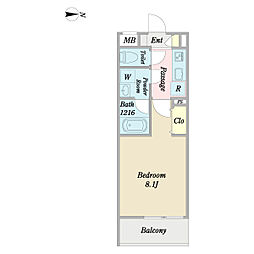 上板橋StationCourt 1Kの間取図画像