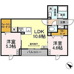 セレスティア江北II 2LDKの間取図画像