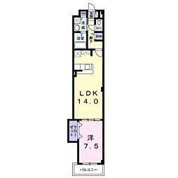 フラワーハウス2 1LDKの間取図画像