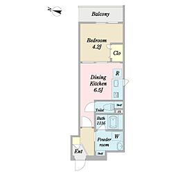 AUBEsenkawa 1DKの間取図画像