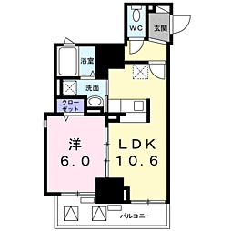 アビタ・ヴァン 1LDKの間取図画像