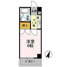 鶴寿館 1Kの間取図画像