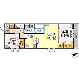 ウィル カノア 2LDKの間取図画像
