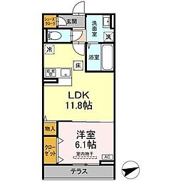 ウィル カノア 1LDKの間取図画像
