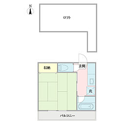 アパートメントハウス雅 2階1Kの間取り