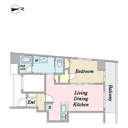 ＪＡＮＵＳ府中 4階1LDKの間取り