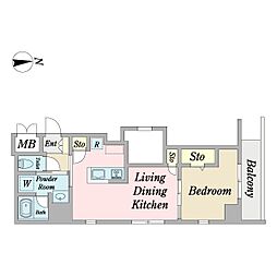 ＪＡＮＵＳ府中 6階1LDKの間取り