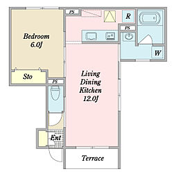 エクレール（保木間） 1階1LDKの間取り