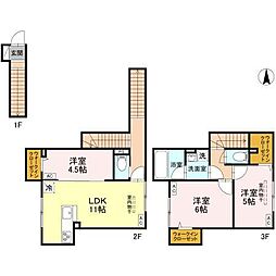 セレスティア竹ノ塚 2階3LDKの間取り
