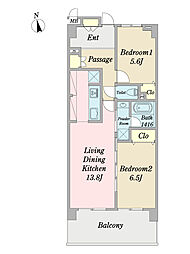 ＮＢ西新井南ウィング 5階2LDKの間取り