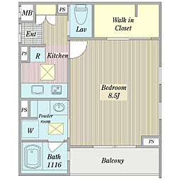 ラーレ西新井 3階1Kの間取り