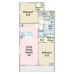 クレール・メゾン 2LDKの間取図画像