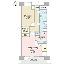 プロシードアルティア西新井 1LDKの間取図画像