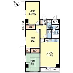 グリュック鹿浜 3LDKの間取図画像
