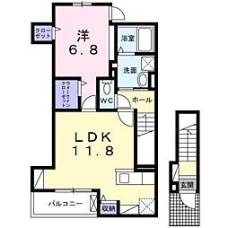 フレグランス2 1LDKの間取図画像