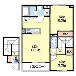 エクレール 2LDKの間取図画像
