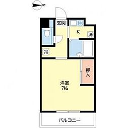 ウエストシップE棟 1Kの間取図画像