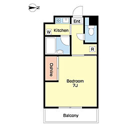 ウエストシップE棟 1Kの間取図画像