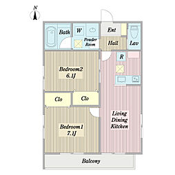 TAKA77 2LDKの間取図画像