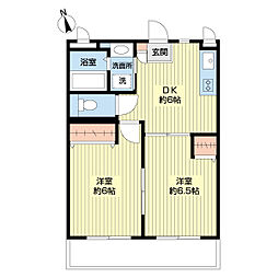 ビータスビル参番館 2DKの間取図画像