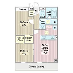 Ｇｒａｎｄ　Ｅ’ｐｕｒｅ 1階2LDKの間取り