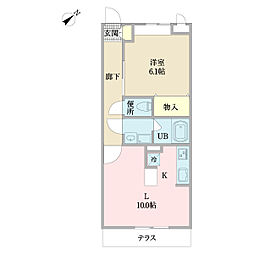 アライヴ 1階1LDKの間取り