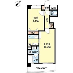 Ｐｒｉｍｅ　Ｓｑｕａｒｅ 2階1LDKの間取り