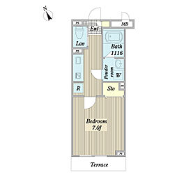 ポートワール三郷中央III 1階1Kの間取り