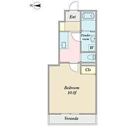 ニュードエル3 1Kの間取図画像