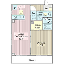 Rise三郷中央 1LDKの間取図画像