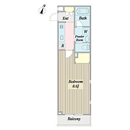 ボヌールロジュマン 1Kの間取図画像