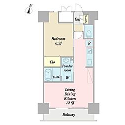 シャトーエヌ・シャルム 1LDKの間取図画像