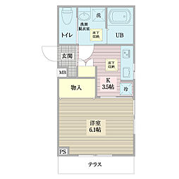 シュエット2 1Kの間取図画像
