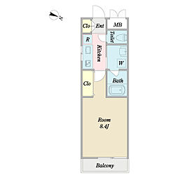 Residencia善 1Kの間取図画像