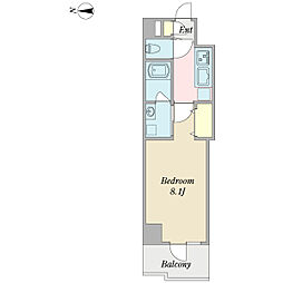 プラージュ東京 3階1Kの間取り
