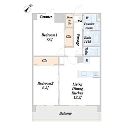 Grandir 2LDKの間取図画像