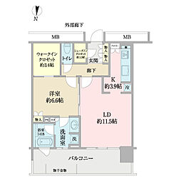 アーバンドックパークシティ豊洲タワーA 1LDKの間取図画像