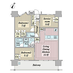 アルファグランデ篠崎弐番街 5階2SLDKの間取り