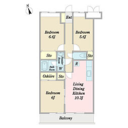 パルステージ・アイ 2階3LDKの間取り