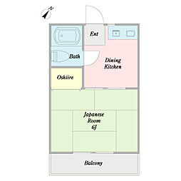 チェリーハイツA 1Kの間取図画像