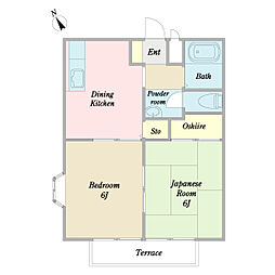 ケンフラッツ2号棟 2DKの間取図画像