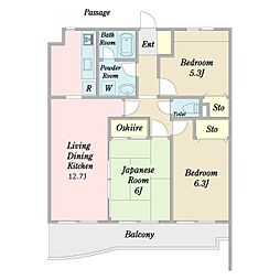 シャルマンベルジュ 3LDKの間取図画像